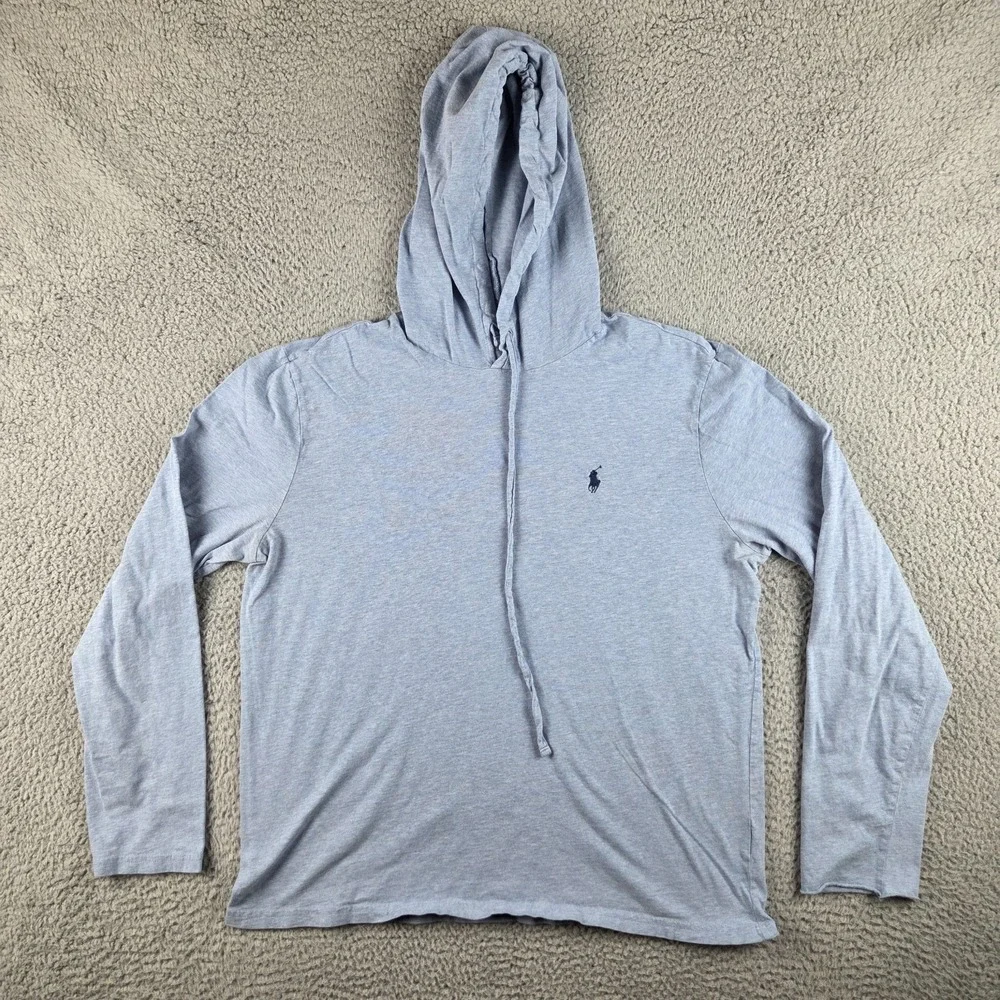 Polo Ralph Lauren‎ Hoodie Sweatshirt Mens L Blue Pullover Pony Logo Hooded